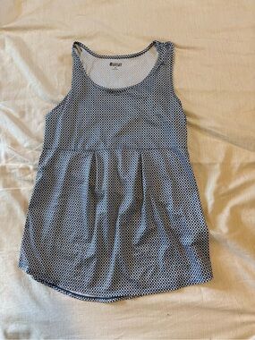 Lands' End Navy and White Microdot Tank
